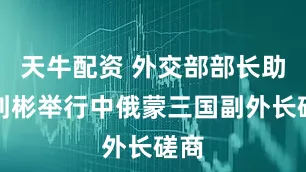 天牛配资 外交部部长助理刘彬举行中俄蒙三国副外长磋商